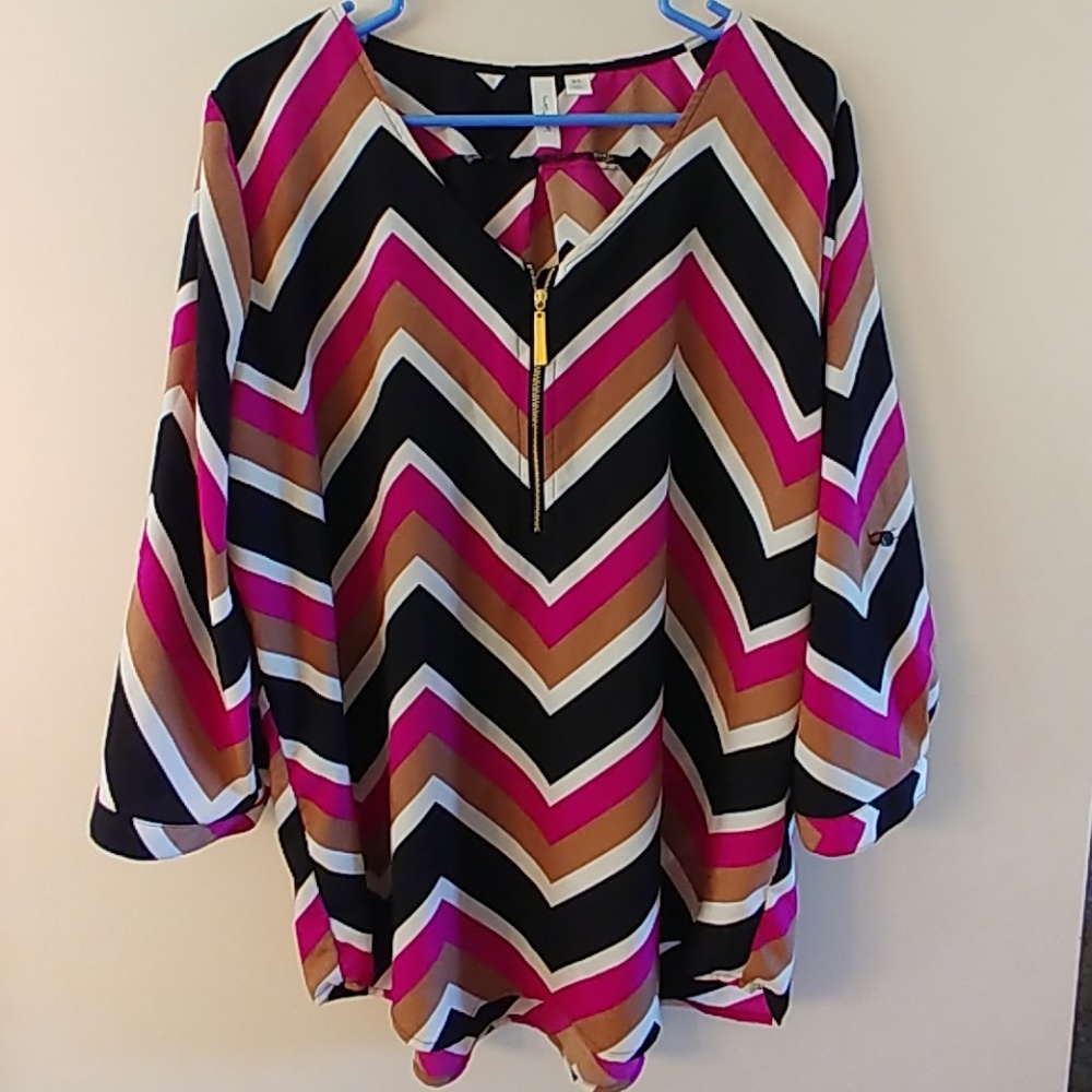Pink/Black Chevron Blouse